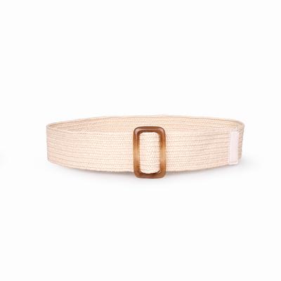 New European and American Casual Resin Buckle PP Lafite Ethnic Style Women's Belt Elastic Braided Belt