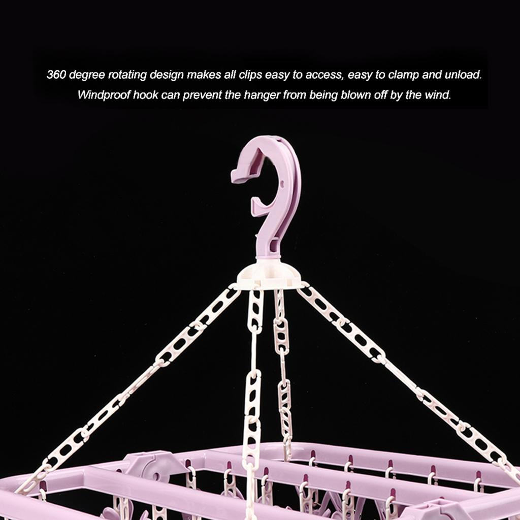 Suszarka do prania składana z 32 klipsami na skarpetki, bieliznę, szaliki