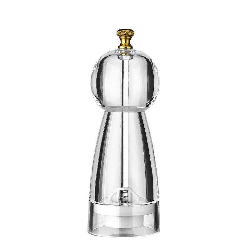 1pcs Manual Round Head Pepper Sea Salt Grinder Acrylic Acacia Wood Grinder Ceramic Core Kitchen Tools