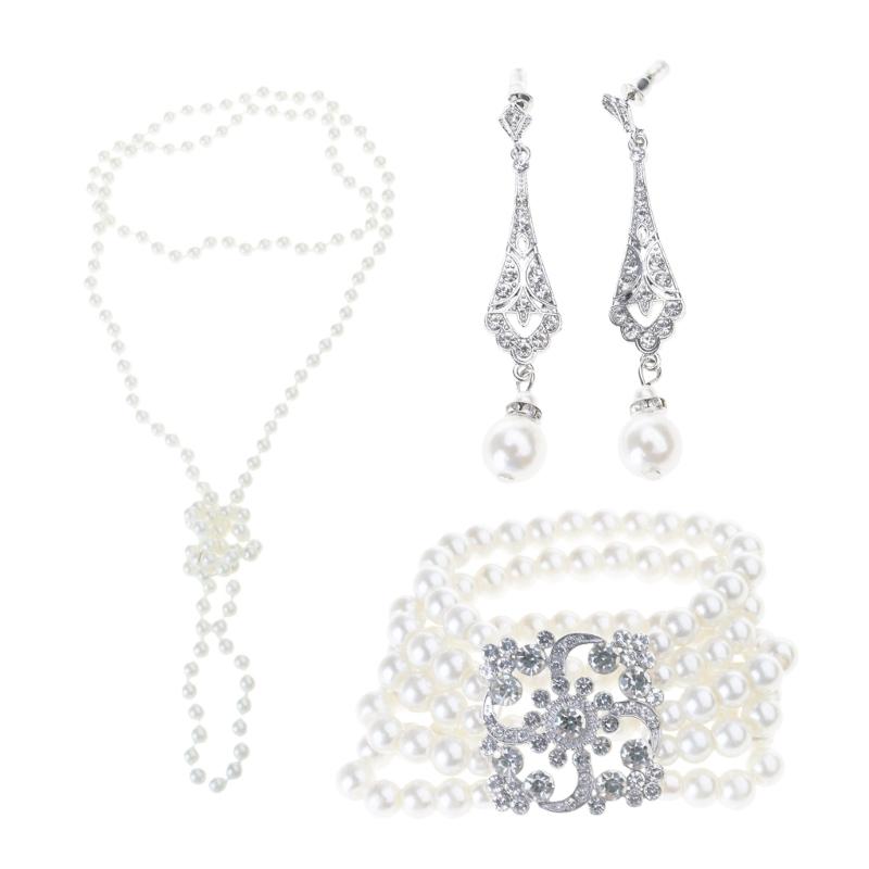 Women Flapper Accessories Party Costume Feathers Headband Necklace Earring Cigarettes Holder for Cocktail Party