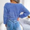 GMXIA Women's Fashion Color Autumn Winter Long Sleeve V-Neck Loose Multicolored Cross-sleeved Crop Sweater