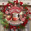 2D Flat 1pc Christmas Hot Drinks Wooden Sign Decoration, Round Embossed Effect Front Door Wall Decoration, Suitable for Home Office Decoration
