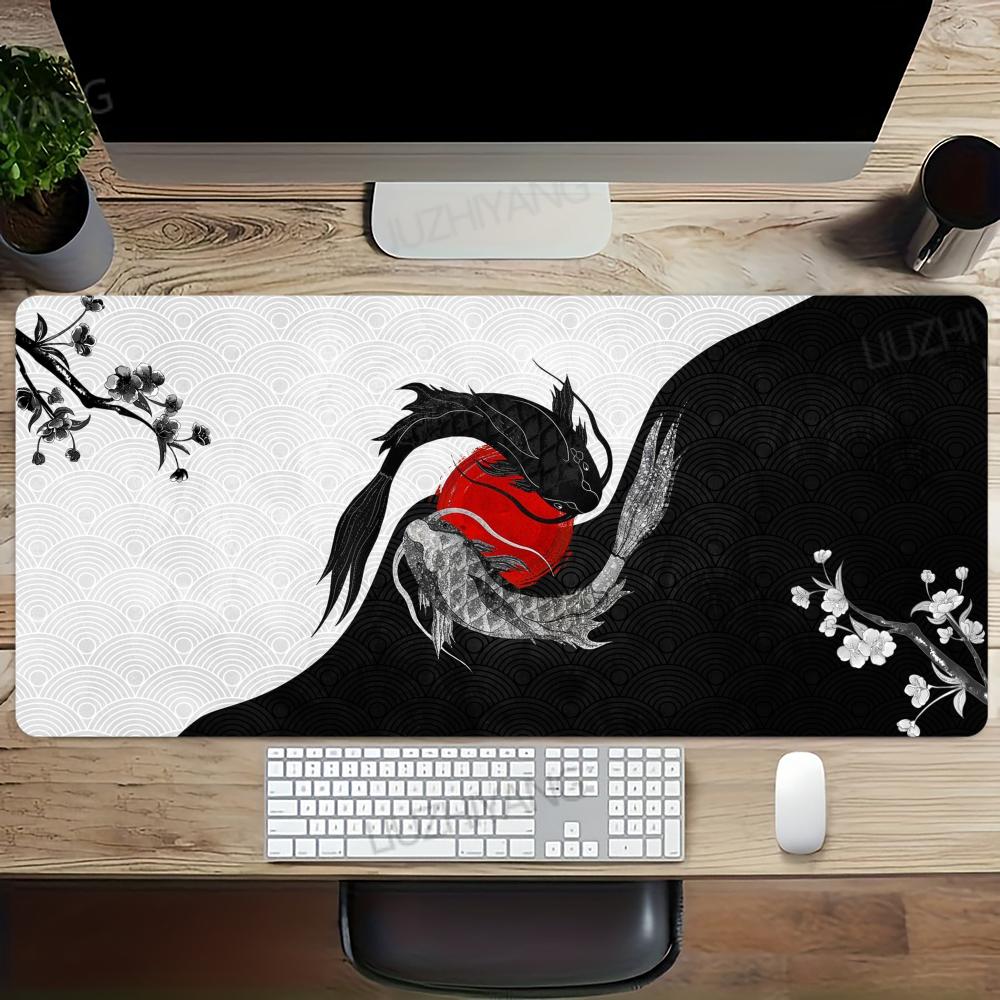 Yin Yang Fish Koi Multisize Mouse Pad Japanese Style Gamer Xxl Office Keyboard Mousemat Black White Carpets Mousepad For Laptop