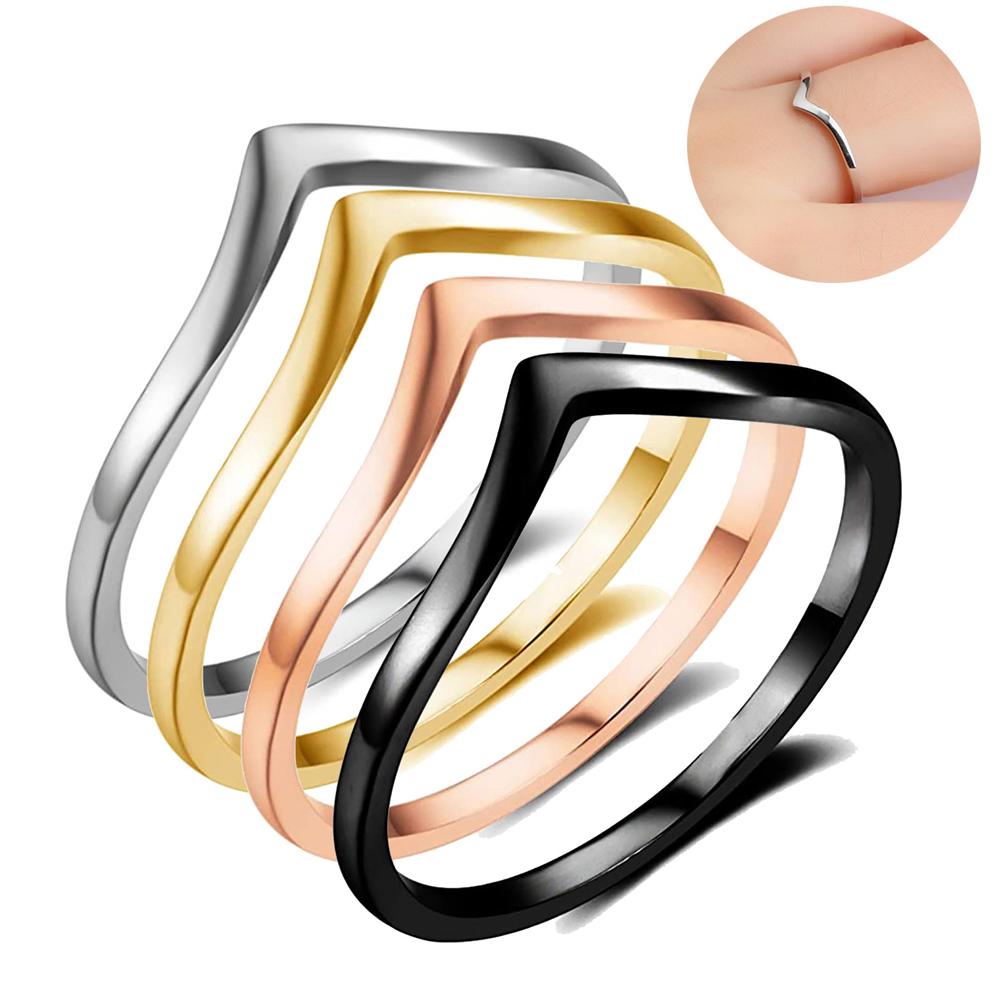 Fashion V Ring Stainless Steel Simple Design Weeding Ring for Women