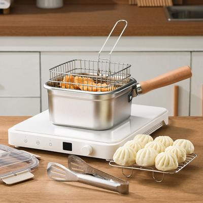 Freidora Profunda de Acero Inoxidable 5 en 1 Freidora Vaporera Horno Colador Olla Portátil para Cocinar al Aire Libre con Cesta