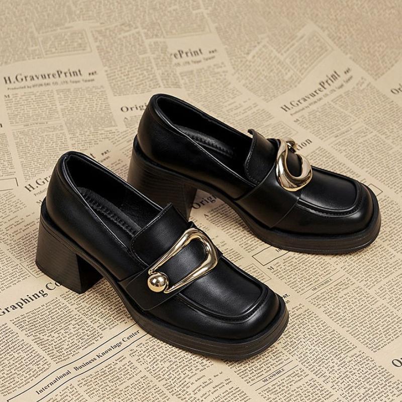 

Весенне-осенние новые лоферы Мэри Джейн на высоком каблуке для женщин, в ретро-стиле, удобные, стильные, женские туфли из черной кожи 40