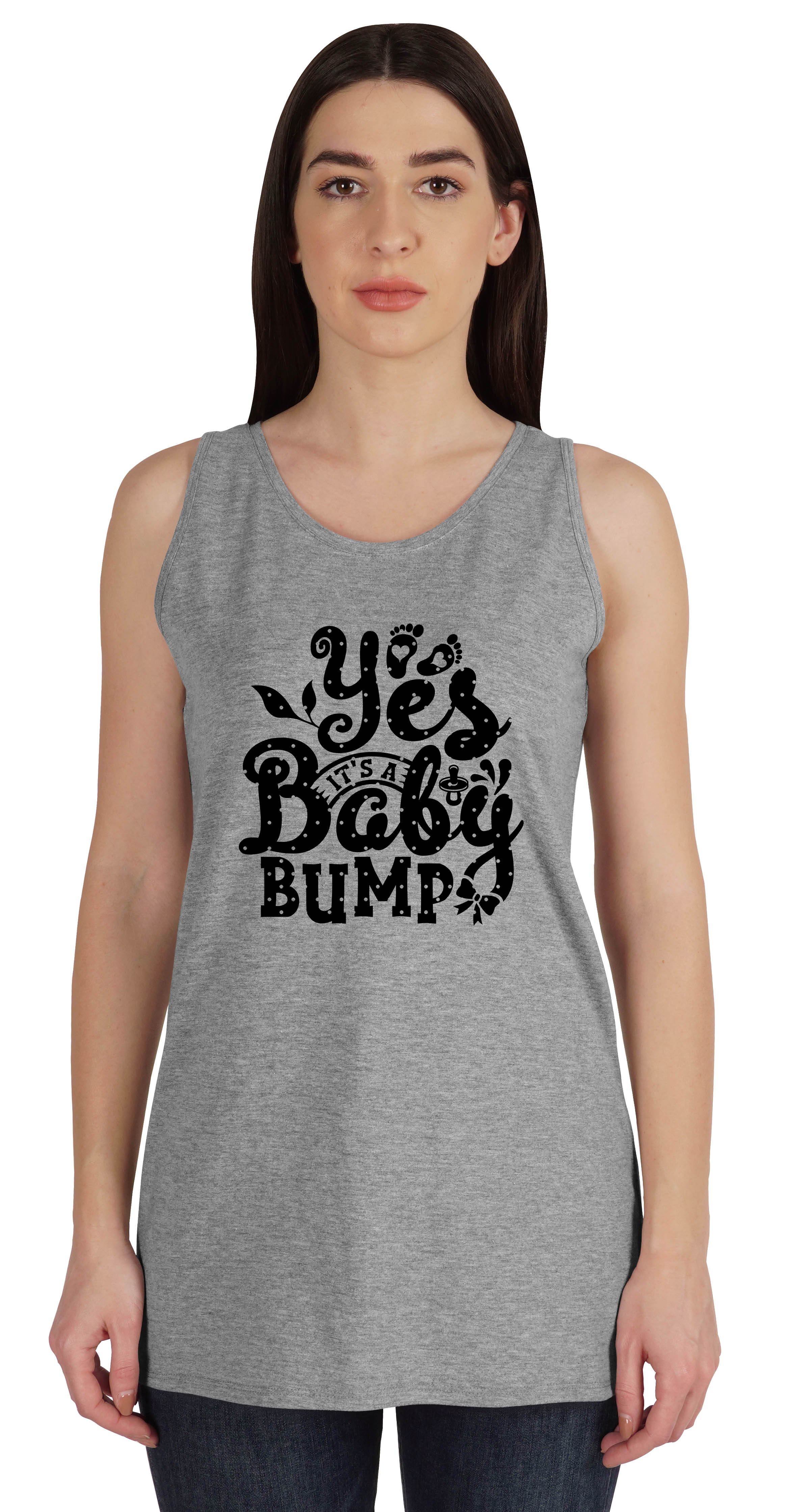 

Inkmeso Оголошення про вагітність Yes Baby Bump Жіночі майки без рукавів XXL світло-сірий колір