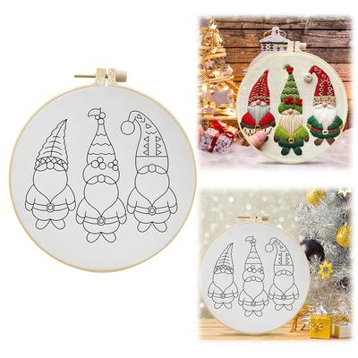 Christmas Embroidery Starter Kit with Embroidery Hoop Color Threads and Needles for Beginners DIY Cross Stitch Kit