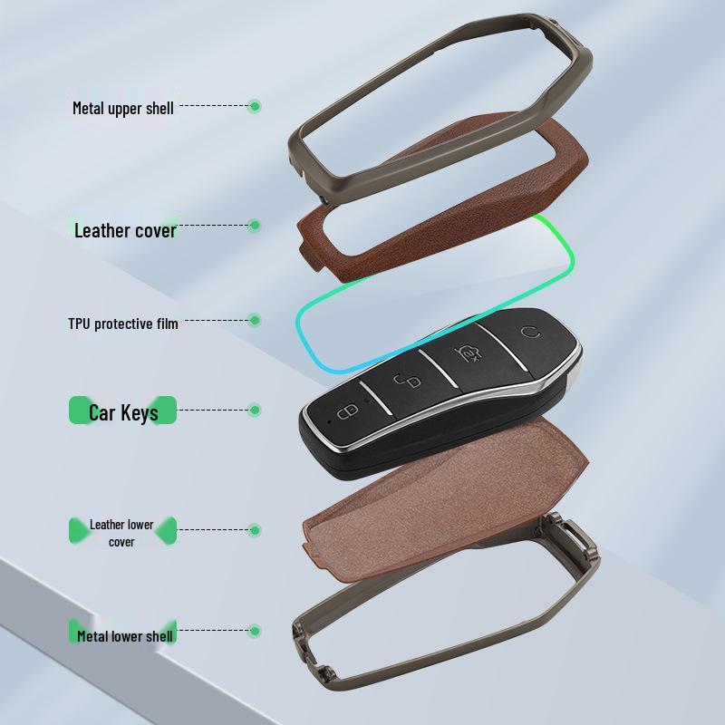 BYD Han Key Case: Compatible with BYD Qin Pro, Song Max, Tang, and Song Plus - Metal Shell Car Key Holder