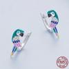 925 Sterling Silver Earrings  Zircon Colorful Parrot Earrings Elegant Temperament Women's Jewelry