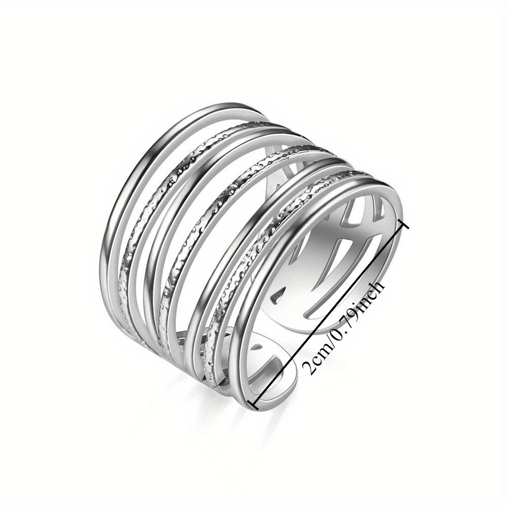 1Pc Stylish and Simple Opening Adjustable Wide Version Simple Titanium Steel Ring