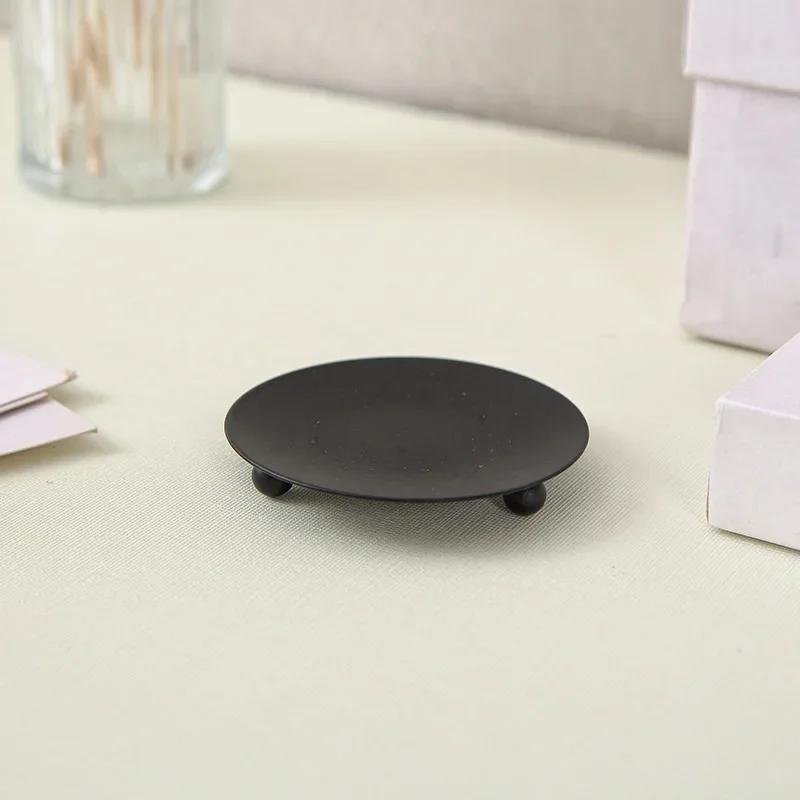 Gold Black American style candle holder candle dish small candle holder iron tray holder round metal wedding props1PC