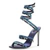 Lente En Zomer Strass Omwikkelde Slangvormige Hoge Hak Sandalen Voor Vrouwen