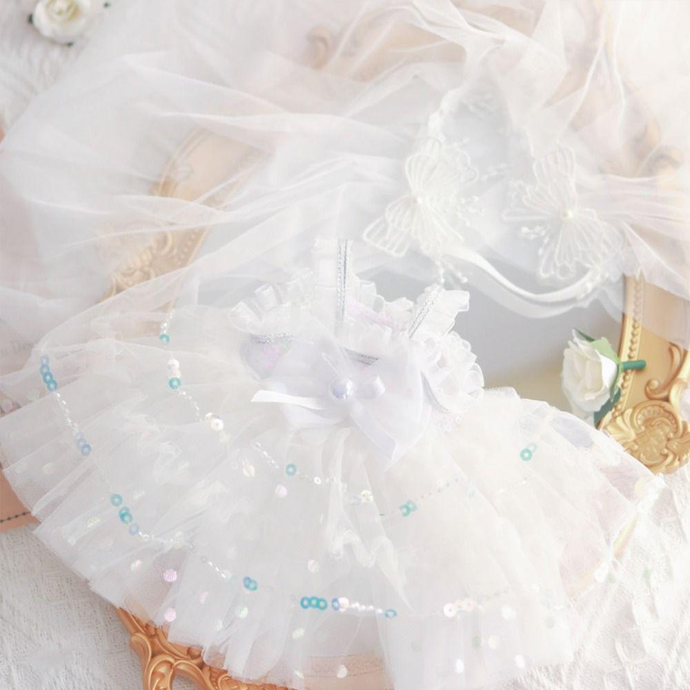 Wedding Dress Cotton Doll Outfit Dress White Gauze Skirt 20cm Doll Flower Dress  Pretend Play Toys