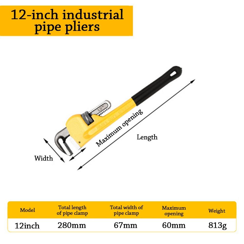 Multi-Purpose Pipe Pliers Labor-saving Black&Yellow Water Pipe Pliers Water Pipe Self-Tightening Pliers Pipe Wrench Universal