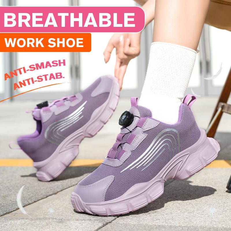 Breathable Safety Shoes Steel Toe Shoes For Women Anti-Puncture Anti-Smash Work Sneakers Slip Resistant Casual Walking Shoes