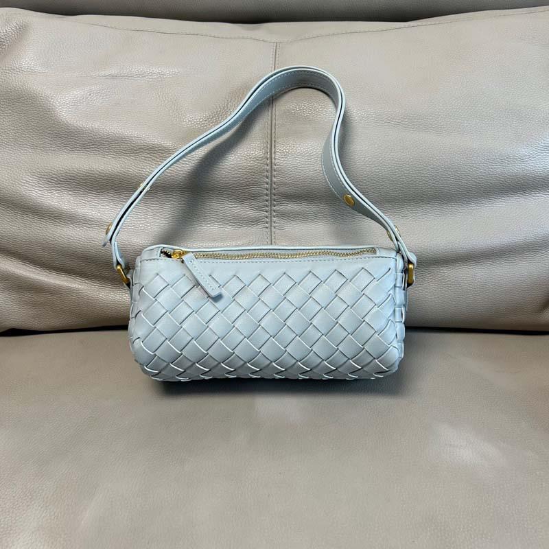 Leather rhombus bag woven pencil bag cylindrical women's bag underarm pillow bag one shoulder diagonal span handbag crossbody