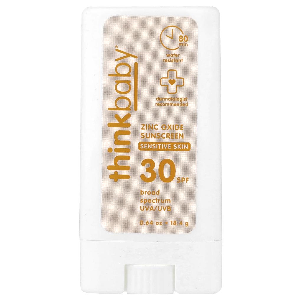 think Thinkbaby®, Zinc Oxide Sunscreen Stick, SPF 30, For Sensitive Skin, 18.4g (0.64oz)