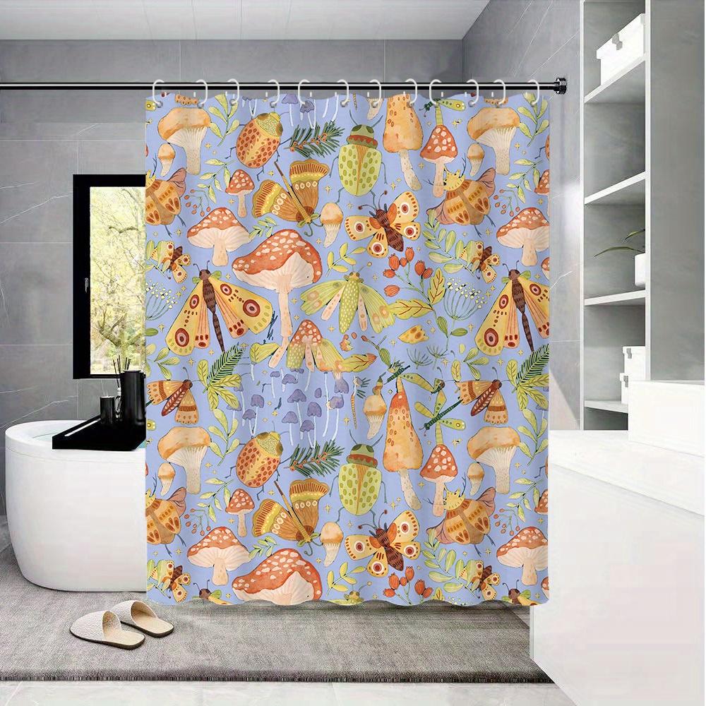 Digital Printing Polyester Shower Curtain - Purple Forest with Small Animals & Flowers,  Interior Home Decor, Toilet Partition