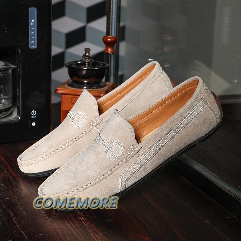 Classic Leather Mens Loafers Formal Business Casual Shoes Green Orange Moccasin Sneakers Flats Slip On Spring Autumn Large Size
