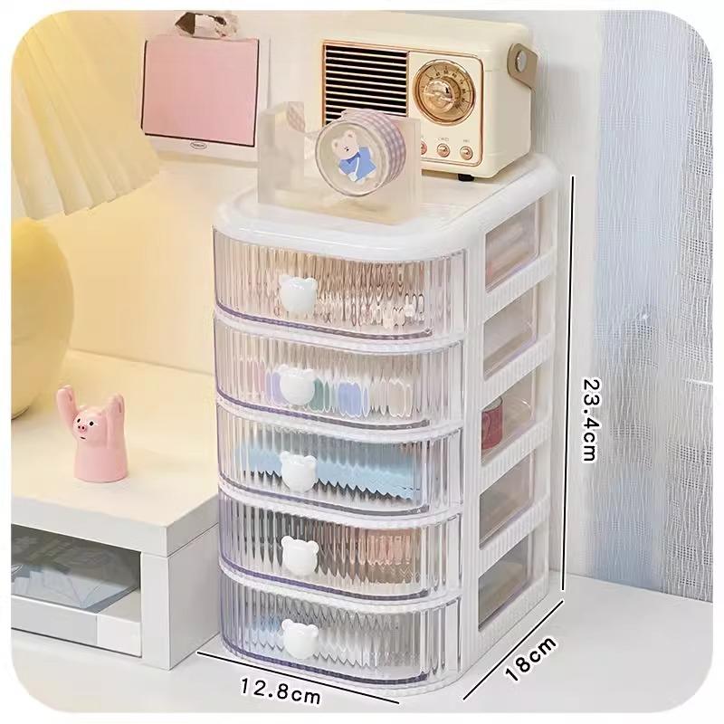 Desktop Multi-layer Drawer Storage Box Organizer Desktop Stationery Box Pen Holder Cute Children's Hair Accessories Storage Rack