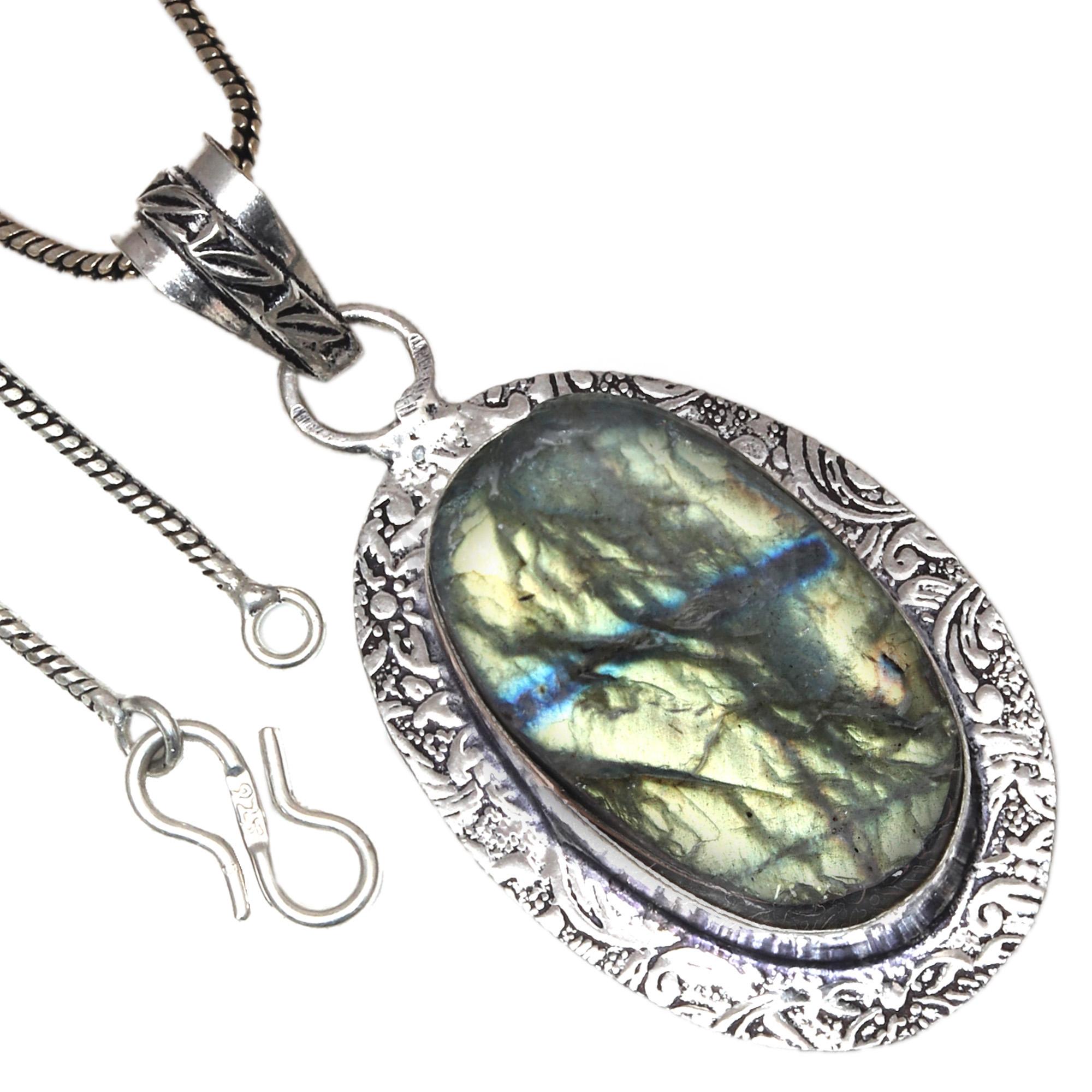 

Pendant Labradorite Drusy Gemstone Valentine Day Ethnic Silver Jewelry 2.5