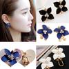 1 Pair Women Fashion Elegant Faux Crystal Camellia Ear Studs Earrings Jewelry for Daily Wear