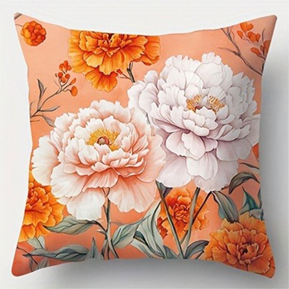 Nordic Style Peony Flower Pattern Home Decor Pillowcase Living Room Sofa Polyester Cushion Cover with Zipper