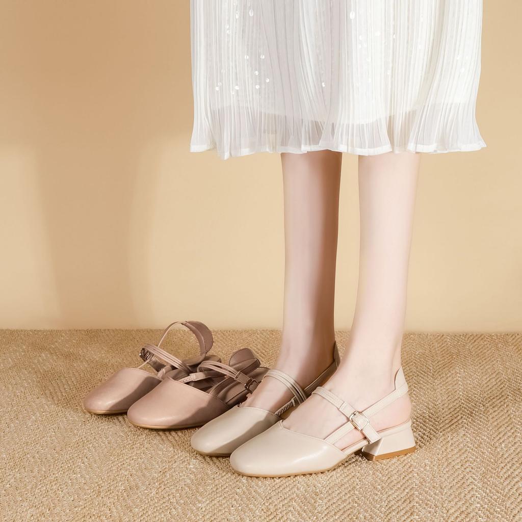 Autumn new single shoes women wear high-end fashion bag head women's shoes empty breathable sandals female temperament versatile
