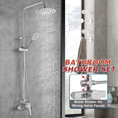 Hot/Cold Shower Faucet Rain Shower Set Shower Faucet Bathtub Round Shower Head Sprayer Silver Copper Thermostatic Shower Set