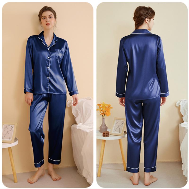 Plus Size Women's Silk Pajama Set - Long Sleeve & Pants for Spring/Summer