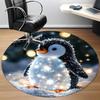 1PC Penguin Lights Office Round Area Rug, Indoor Mat Suitable ForOffice, Under Office Chairs Bedroom Living Room Home Decor, Room Deco, D135