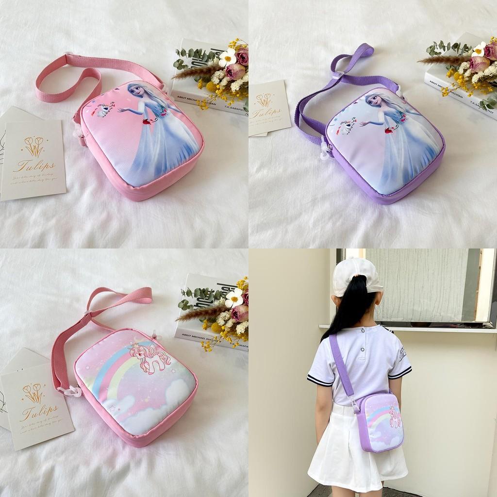 Cartoon Unicorn Elsa Pattern Children Nylon Shoulder Bag For Use Daily