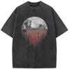 Men'S Straight Line Monthly Wash T-Shirt 230G Summer Bleach T-Shirt Top Retro Loose Bleach T-Shirt Casual T-Shirt