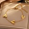 Stainless Steel Peach Heart-Shaped Bracelets for Women Minimalism Gold Color Chain Charm Bracelet Fashion Waterproof Jewelry
