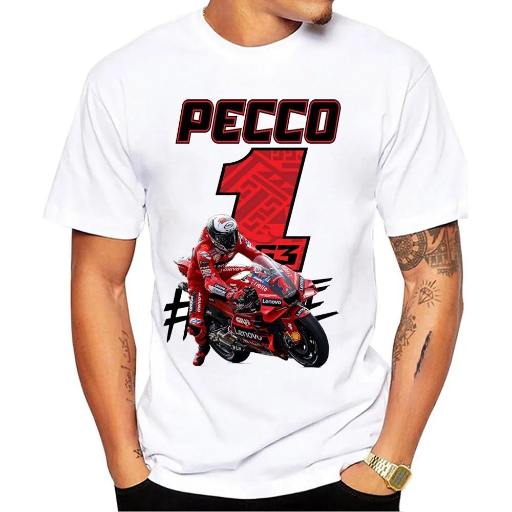 Francesco Bagnaia Pecco 1 GP Riding T-Shirt Hip Hop Boy Rider Casual T Shirt Pecco 63 Man Motorcycle Sport Racing White Tees
