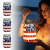 Solar Powered Mosaic Lantern Mason Jar Outdoor Hanging Decorative Light Waterproof Garden Patio Yard Accent Lamp with Handle