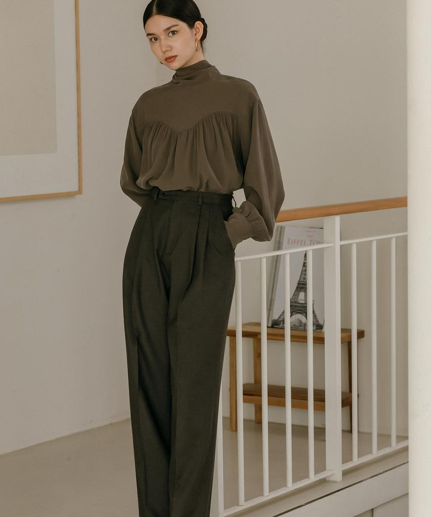 Meibeoyu Flat Pintuck Slacks _ Gray