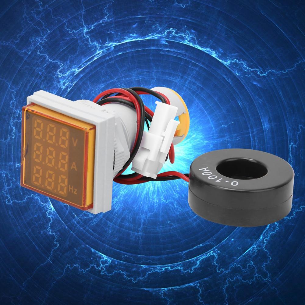 Multifunction Digital Meter Square 3 Digit Display AC Voltage Current Hertz TesterRed