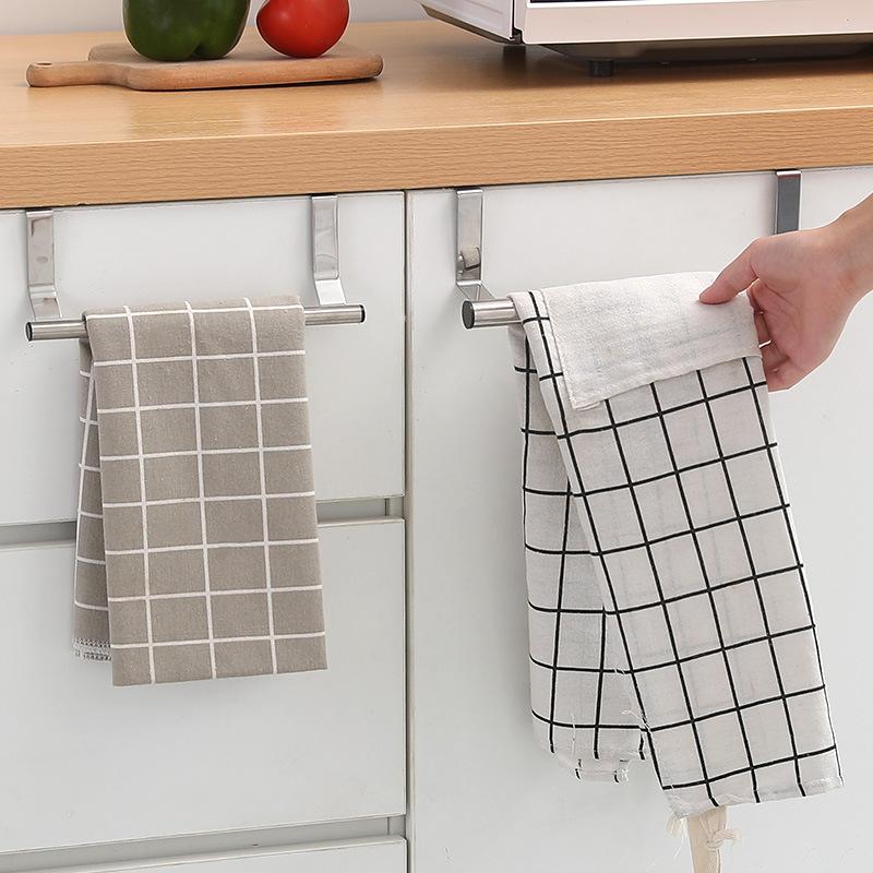 Creative Stainless Steel Single Pole Towel Rack No Punch Cabinet Door Back Rag Hanger Multi-purpose Bathroom Towel Bar