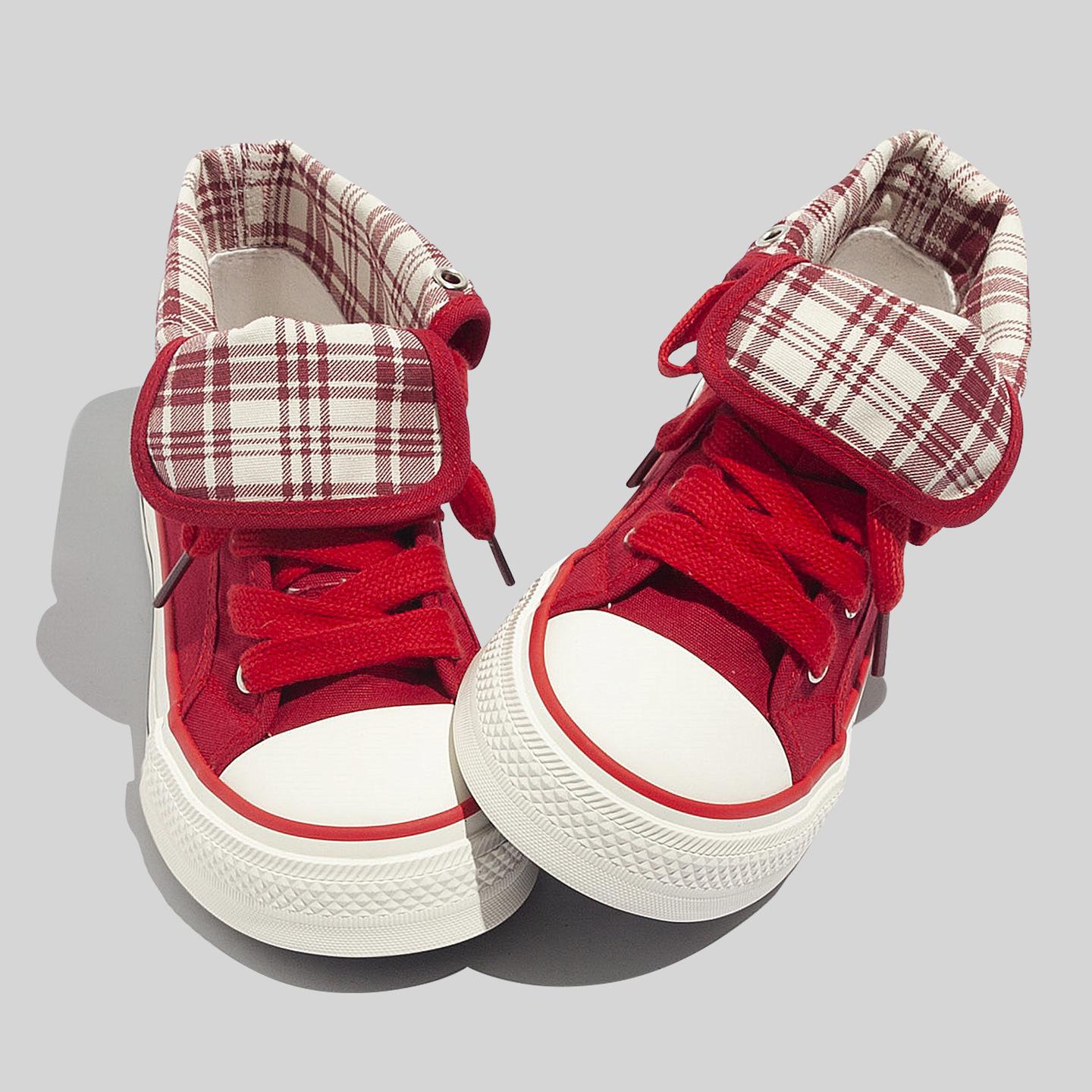 Красивые клетчатые эспадрильи Belle niche 22 новые раннеосенние студенческие высокие спортивно-повседневные кеды 2 35