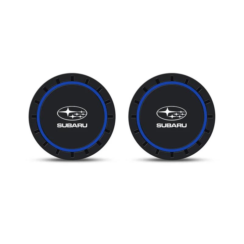 2PCS Silicone Car Coasters Water Cup Slot Non-Slip Mat Cup Mats Drink Pad For Subaru Forester XV STI Legacy BRZ Crosstrek Ascent WW3