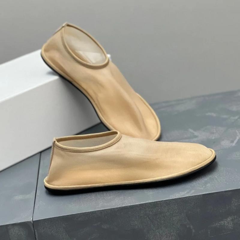 Fashion Mesh Women's Flat Shoes 2025 Summer New Semi Transparent Low Order Shoes Versatile Breathable and Simple Grandma Shoes Ladies