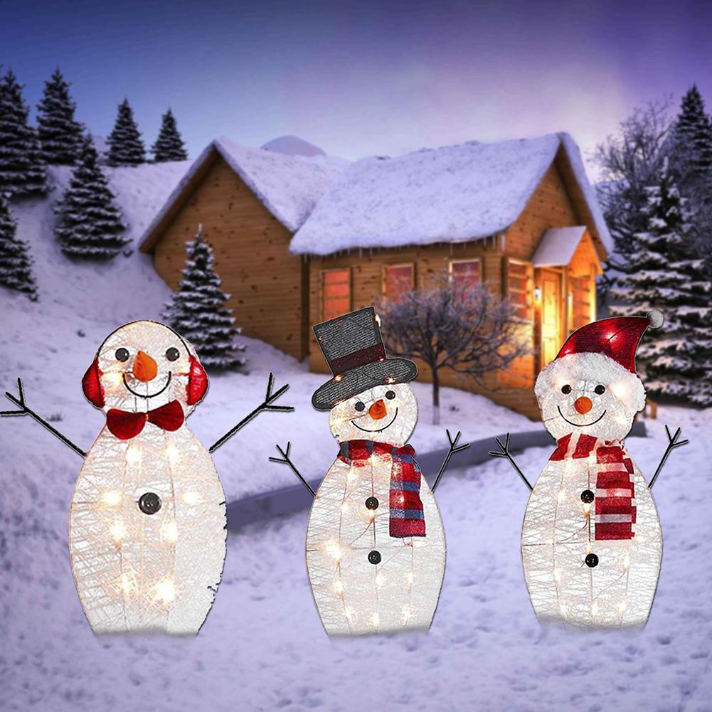 Christmas LED Illuminated Snowman Decoration Acrylic Light Up Elk Decoration Lighted Snowman Yard Sign for Courtyard Decoration