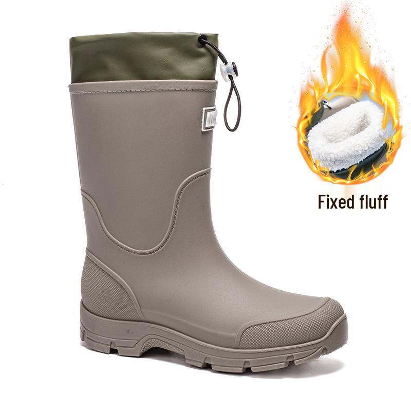 Unisex Waterproof Plush Lined Rain Boots – Non-Slip Rubber Shoes for Riders and Fishers 43