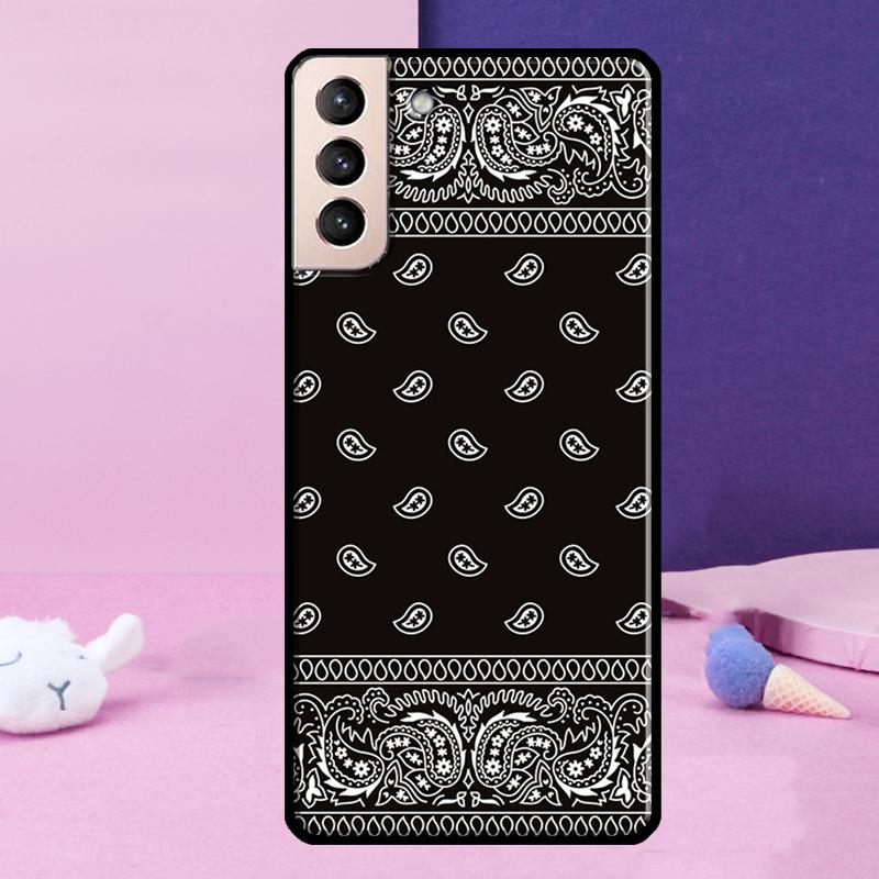 Black Bandana Paisley Phone Case For Samsung Galaxy S25 Ultra S24 Ultra S9 S10 S20 S21 S22 Plus S23 S24 FE Cover