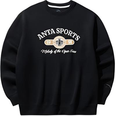 Anta Lifestyle Serie Lockerer Schnitt Retro Sweatshirt Herren Tops Schwarz 152518705S-3