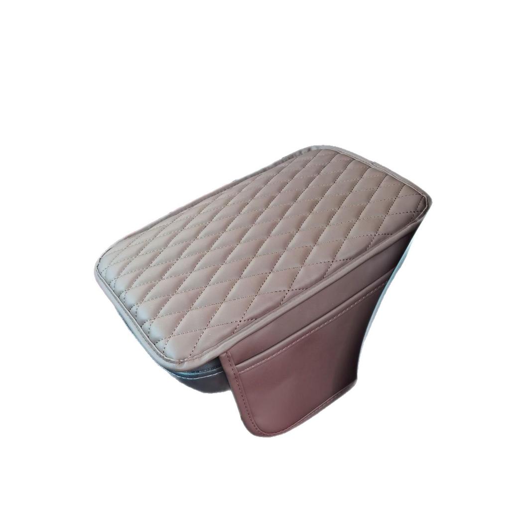 Rhombus Thin Style Car Armrest Pad with Side Pockets, Universal Fit, Four Seasons Use.