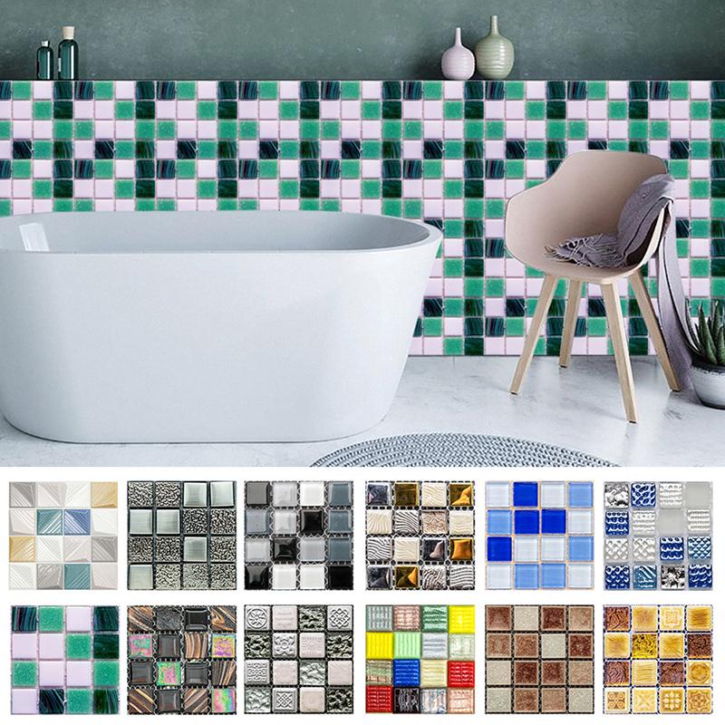 10pcs Decal Home Decor PVC Wallpaper Waterproof Mosaic Tiles Stickers Backsplash Adhesive Kitchen