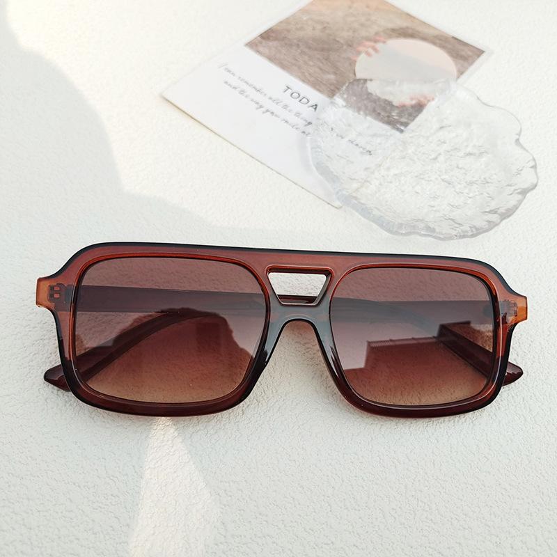 Double Bridge Square Sunglasses Women For Men Vintage Sun Glasses Luxury Brand Designer Punk Popular Flat Top Eyeglasses